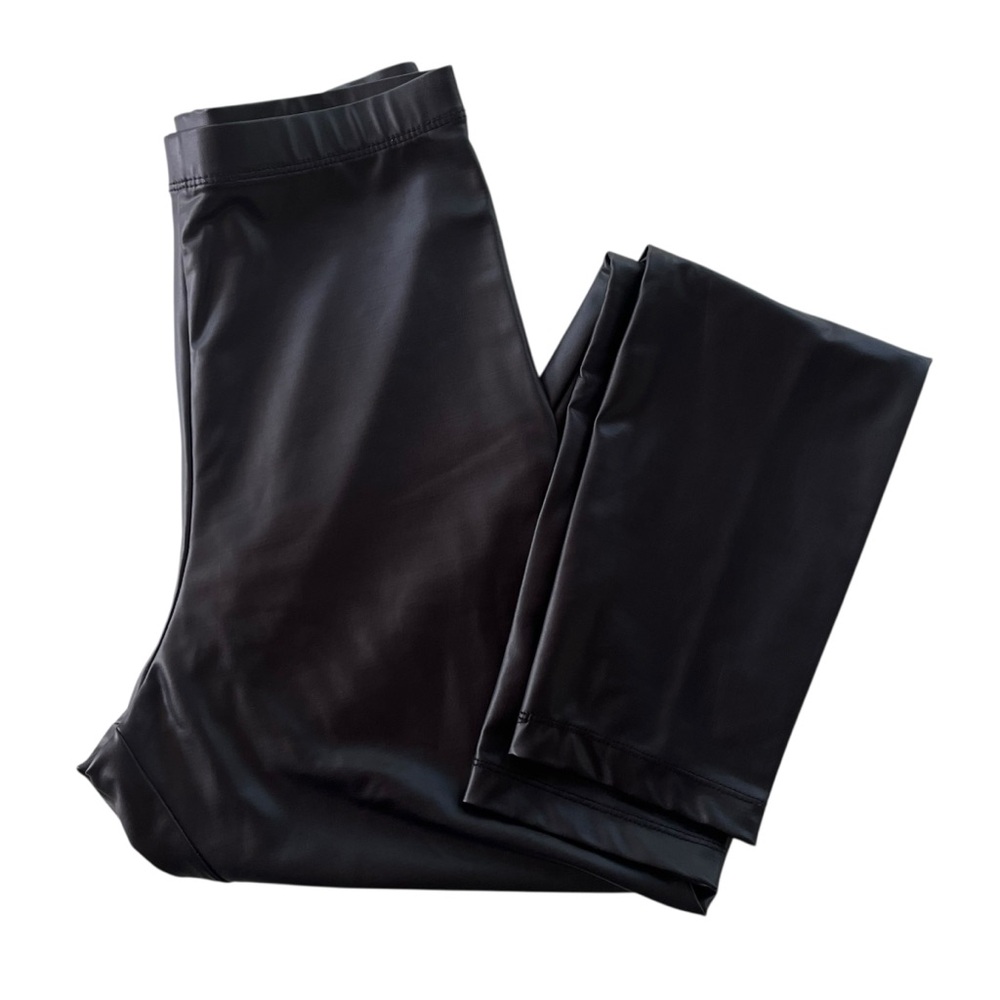 H&M Womens XS Long Black Faux Leather Coated High Waisted Stretch Legging Grunge